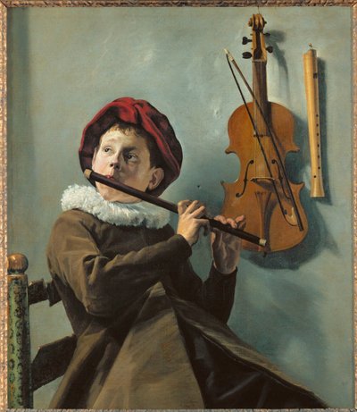 Chlapec hrající na flétnu (malba na plátně) od Judith Leyster