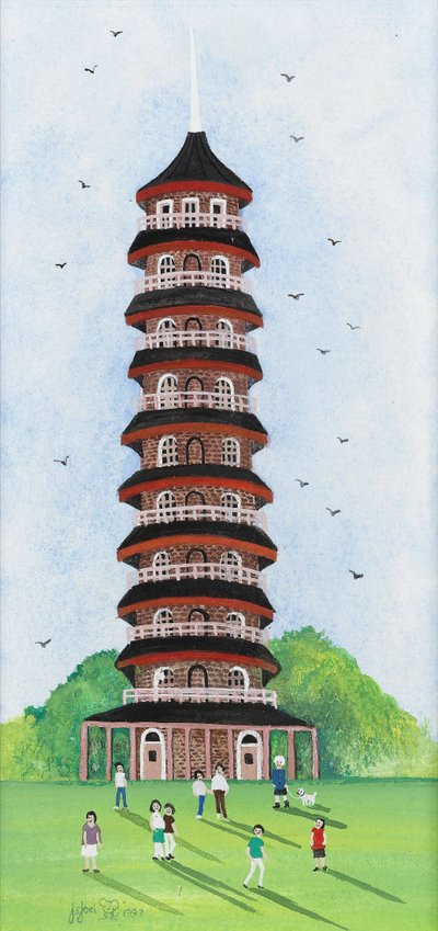 Kew Pagoda, 2009 (kvaš na papíře) od Judy Joel