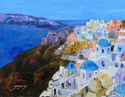 Modré kopule na Santorini od Jukyong Park