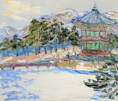 Zasněžený korejský pavilon od Jukyong Park
