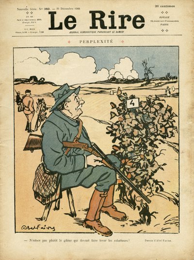 Ilustrace Abel Faivre (1867-1945) pro obálku Le Lire, 25/12/09 - Perplexit - Venkov, volný čas, lovec od Jules Abel Faivre
