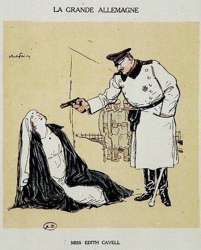 Slečna Edith Cavell popravena Němci, snímek Abel Faivre (1864-1945). od Jules Abel Faivre
