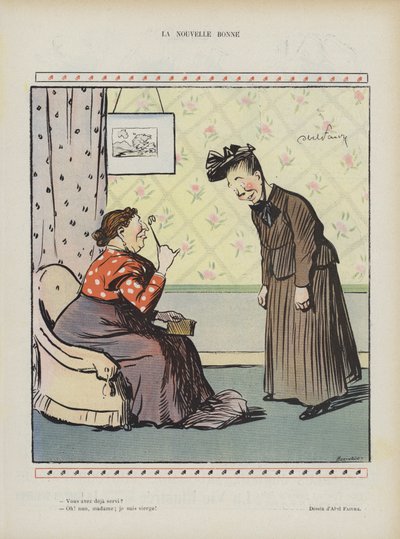 Nová služebná. Ilustrace pro Le Rire od Jules Abel Faivre