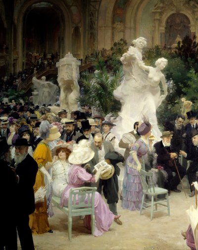 Belle epoque: „“ Pátek Salon des artistes francais“““ Mondanité během umělecké výstavy v Grand Palais v Paříži. Detail. Obraz Jules Alexandre Grun (1868-1934) 1911 Rouen. Muzeum výtvarných umění od Jules Alexandre Gruen or Grun