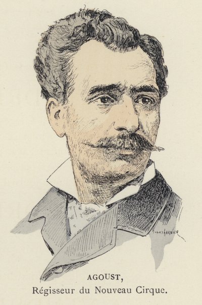 Agoust, manažer nového cirkusu (barevné lito) od Jules Arsene (after) Garnier
