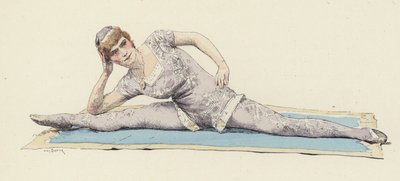 Gymnastka dělá mezičasy (barevné lito) od Jules Arsene (after) Garnier