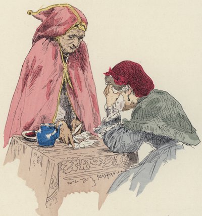 Kartářka na veletrhu (barva litho) od Jules Arsene (after) Garnier