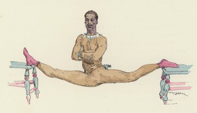 Mužský gymnasta dělá mezičasy (barevné lito) od Jules Arsene (after) Garnier