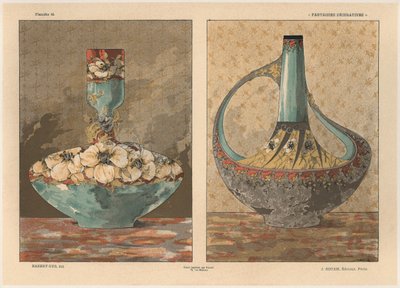 Vázy, deska 45 z knihy "Fantaisies decoratives", vyryl Gillot, vydal Jules Rouam, Librairie de l