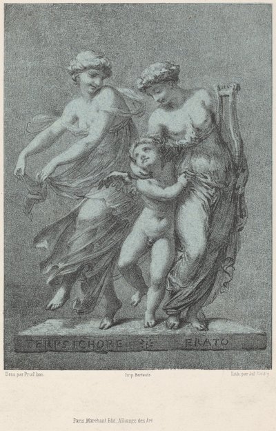 Apollo a múzy od Jules Boilly after Pierre Paul Prud