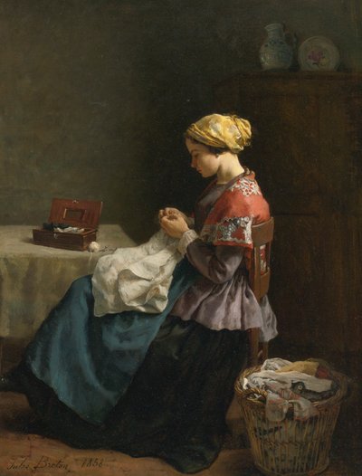 Jules Breton, 1868 - Malá švadlenka od Jules Breton