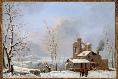 Zimní krajinomalba od Cesara Van Loo (1743-1821) Quimper z 18. století, Muzeum výtvarných umění od Jules Cesar Denis van Loo