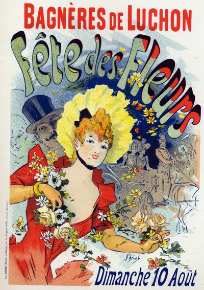 Umění. Zábava. Květinový festival v Bagneres de Luchon. Plakát Julese Chereta, Francie, kolem roku 1895 (plakát) od Jules Cheret