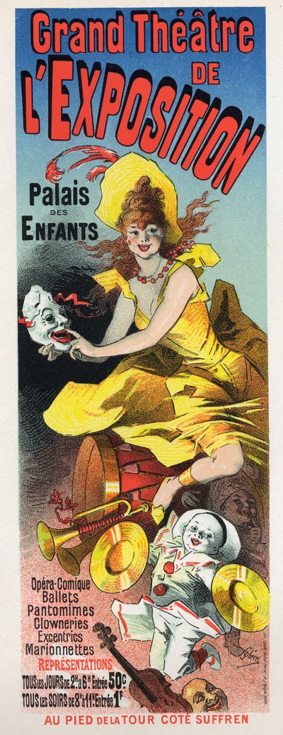 Umění. Zábava. Velké divadlo expozice (Universal Exposition of Paris od Jules Cheret