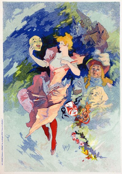 Alegorie komedie, konec 19. století (ilustrace) od Jules Cheret