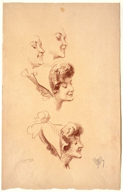 Vier Studien eines Frauenkopfes od Jules Cheret