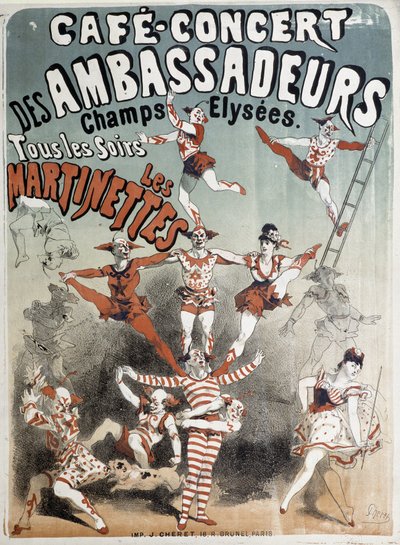 Les Martinettes au Cafe-Concert des Ambassadeurs - plakát Julese Chereta, konec 19. století od Jules Cheret