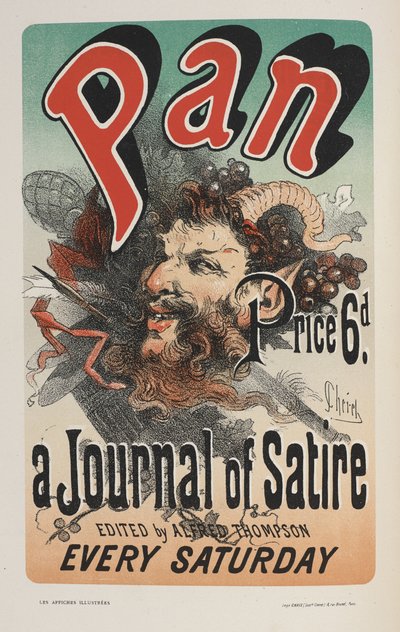 Pan, Žurnál satiry, z Ilustrovaných plakátů. Práce zdobená...“, Ernest Maindron od Jules Cheret