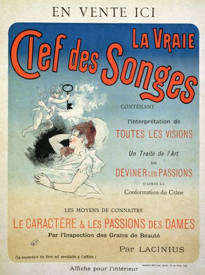 Plakát propagující knihu „La Vraie Clef des Songes“ od Lacinia, 1892 od Jules Cheret