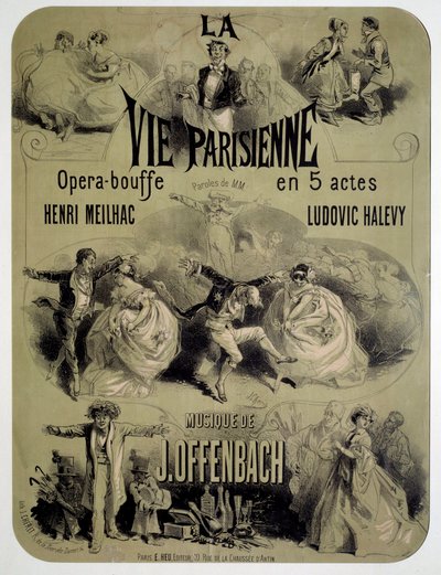Plakát k opernímu jídlu „Pařížský život“ od Jacquese Offenbacha (1819-1880) od Jules Cheret