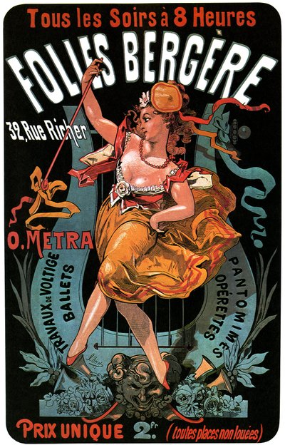 Plakát pro Folies-Bergere 1874 od Julese Chereta (1836-1932) - akrobatická díla, balety, pantomimy, operety, tanec, tanečnice, hudební sál (hudební sál), gay Paříž, Paříž v noci - od Jules Cheret