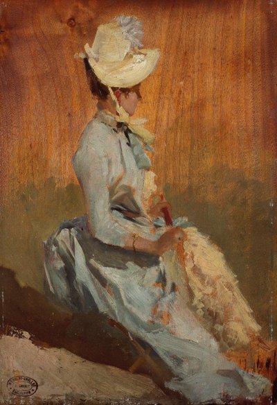 Sedící dáma, asi 1879-84 (olej na dřevě) od Jules Cheret