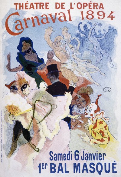 Divadlo opery: karneval 1894, plesová maska - plakát Julese Chereta od Jules Cheret