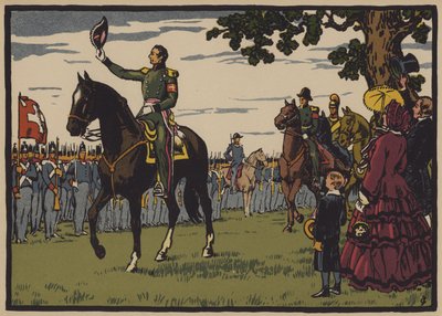 Guillaume Henri Dufour, švýcarský generál a inženýr (barevná litografie) od Jules Courvoisier