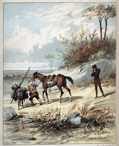 Don Quijote a Sancho Panza - Ilustrace Julese Davida (1808Ð1892) z Histoire de Don Quijote (Don Quijote) - 1887 - od Miguela de Cervantes Saavedra (1547-1616) - od Jules David