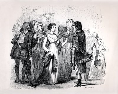 Madame de Stael (1766-1817) vyslýchající Napoleona Bonaparta (1769-1821) o nejlepších ženách, z 
