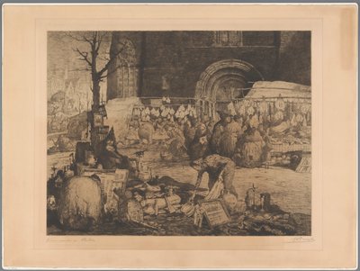 Pohled na trh ve Flandrech Vieux marché en Flandre (název na objektu) od Jules De Bruycker (signed by artist)