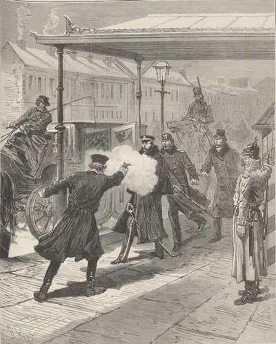 Atentát na hraběte Michaila Lorise-Melikova. Z Le Monde Illustré, 1880. od Jules Descartes Férat