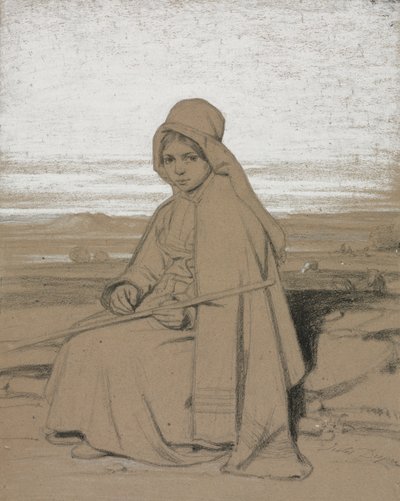 Sedící pastýřka od Jules Dupré