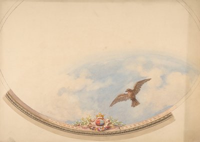 Návrh stropu pomalovaného mraky a vznášejícím se orlem, druhá polovina 19. století. Tvůrci: Jules-Edmond-Charles Lachaise, Eugène-Pierre Gourdet. od Jules Edmond Charles Lachaise and Eugène Pierre Gourdet