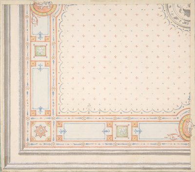 Návrh na stropní recto, míry s kódem designu verso, 2. polovina 19. století. Tvůrci: Jules-Edmond-Charles Lachaise, Eugène-Pierre Gourdet. od Jules Edmond Charles Lachaise and Eugène Pierre Gourdet