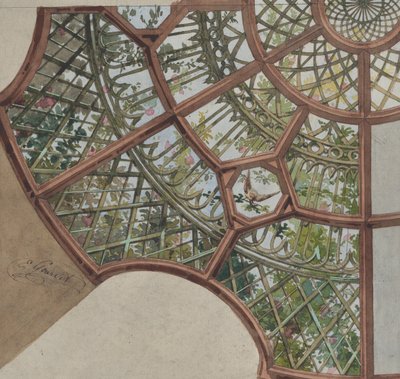 Návrh stropu s mřížkou a kvetoucí révou, druhá polovina 19. století. Tvůrci: Jules-Edmond-Charles Lachaise, Eugène-Pierre Gourdet. od Jules Edmond Charles Lachaise and Eugène Pierre Gourdet