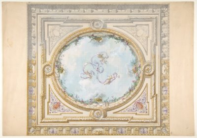 Design pro strop v rokokovém stylu s trompe loeil oculus od Jules Edmond Charles Lachaise