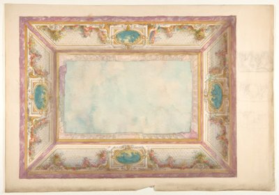 Design pro strop s trompe loeil balustrádou a putti od Jules Edmond Charles Lachaise