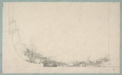 Částečný návrh stropu zdobeného balustrádou trompe loeil od Jules Edmond Charles Lachaise