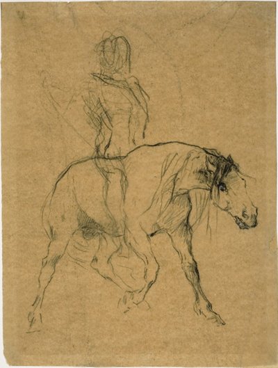 Studie koně a jezdce od Jules Elie Delaunay