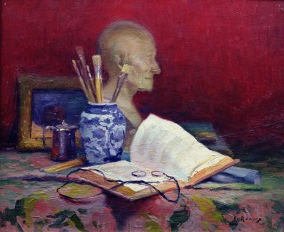 Zátiší s hlavou Voltaira od Jules Ernest Renoux