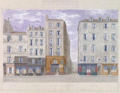 č. 28 až č. 34 Rue du Four, Paříž, Francie, 1893 (wc na papíře) od Jules Gaildrau