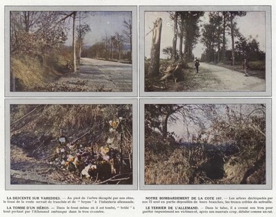 The Descent on Vareddes, Our Bombing of Hill 107, The Tomb Of A Hero, The German Burrow od Jules Gervais Courtellemont