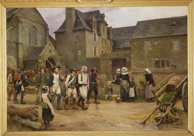 The Revolutionaries of Fouesnant Round Up Národní gardou v roce 1792, kolem 1886-87 (olej na plátně) od Jules Girardet