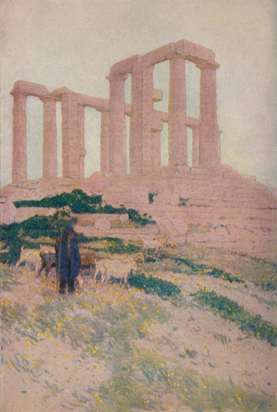 Chrám Poseidona a Athény v Suniu, 1913 od Jules Guerin
