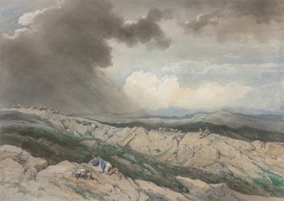 Krajina s pastýři, asi 1869 (akvarel s kvašem, černou křídou a grafitem ) od Jules Joseph Augustin Laurens