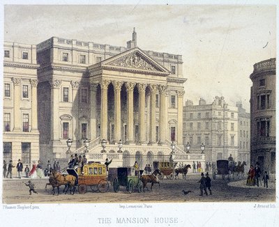 Exteriér Mansion House, Londýn, 1854 od Jules Louis Arnout