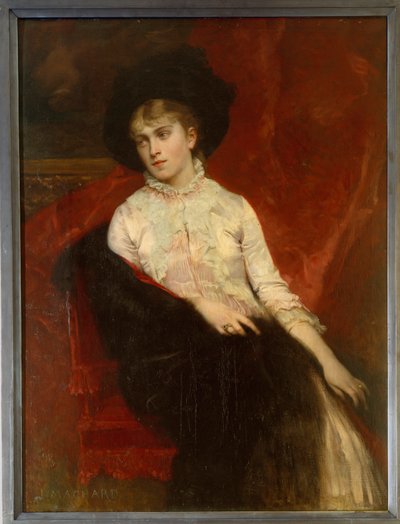 Portrét Jeanine Dumas Davy de la Pailleterie (1867-1943), dcera Alexandra Dumase, syn a manželka Ernesta Hauterive Malba Julese Louise Macharda (1839-1900) Villers Cotterets z 19. století. Muzeum Alexandra Dumase od Jules Louis Machard