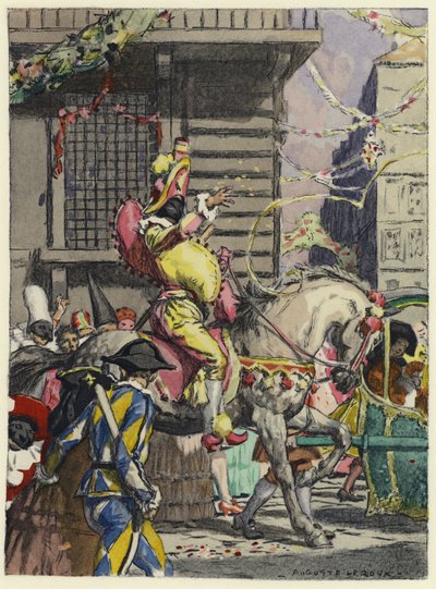 Ilustrace k pamětem Casanovy (barevná litografie) od Jules Marie Auguste Leroux