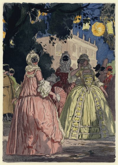 Ilustrace k pamětem Casanovy (barevná litografie) od Jules Marie Auguste Leroux